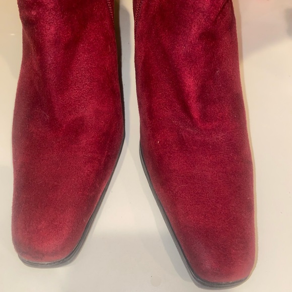 Women Vintage boots heels booties 80s Red tiger stripe suede bootie punk espo 37 - Picture 6 of 14